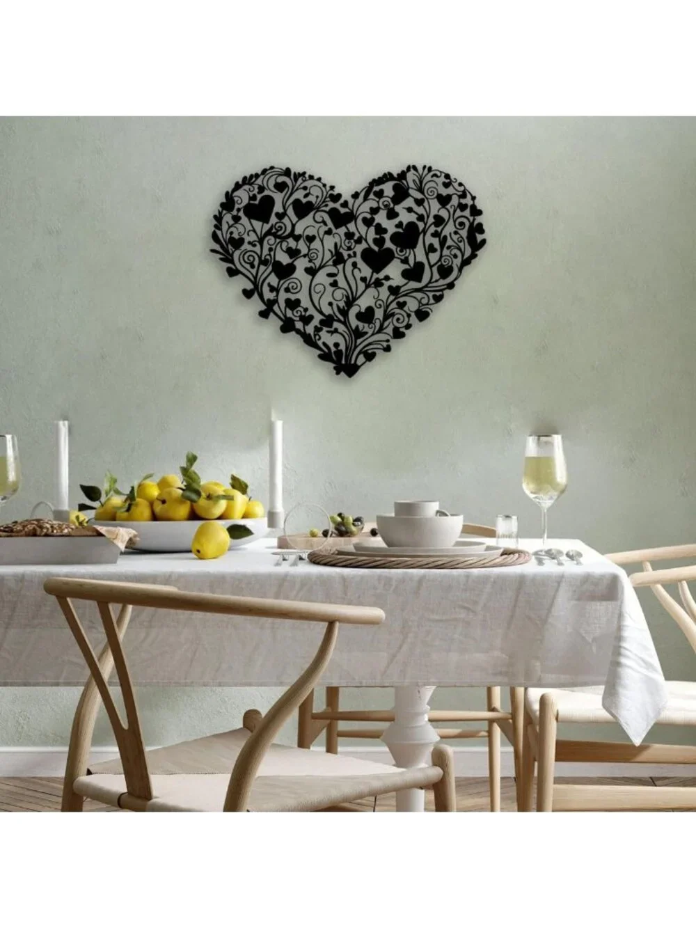 Heart Flower Metal Wall Art - Love Decor for Living Room, Bedroom, Office & More